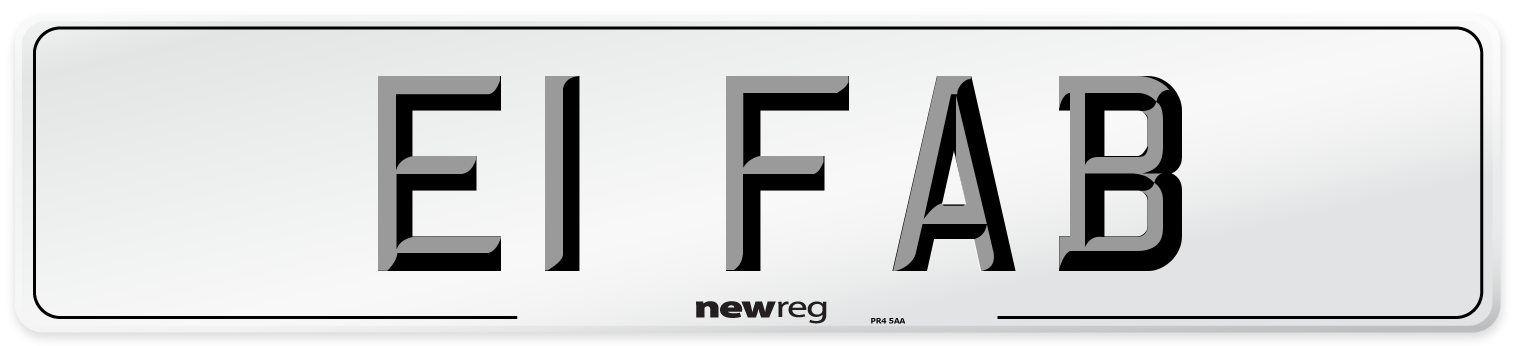E1 FAB Number Plate from New Reg